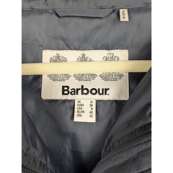 BARBOUR Navy Blue Strathmore Sweatshirt Full Zip Hooded Quilted Women's US 8 - Picture 7 of 8